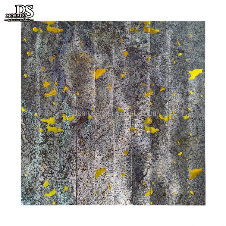 Innovative Stone Textured With Golden Spot Inkjet Printing Sticker Self Adhesive Wall Tile Metal Aluminum Peel and Stick Mosaico