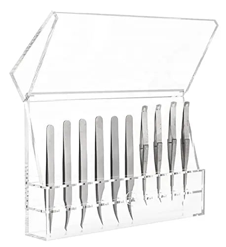 Lash Extension Organizers and Storage Tweezer Holder for Eyelash Extensions  10 Slots Transparent Acrylic Lash Tweezer Holder