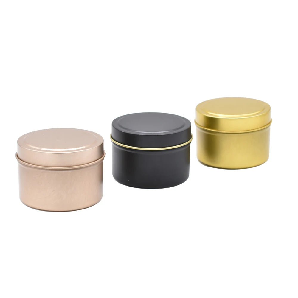 Gold Rose Gold Silver Black Candle Container Tin  Can for Diy Making Candle