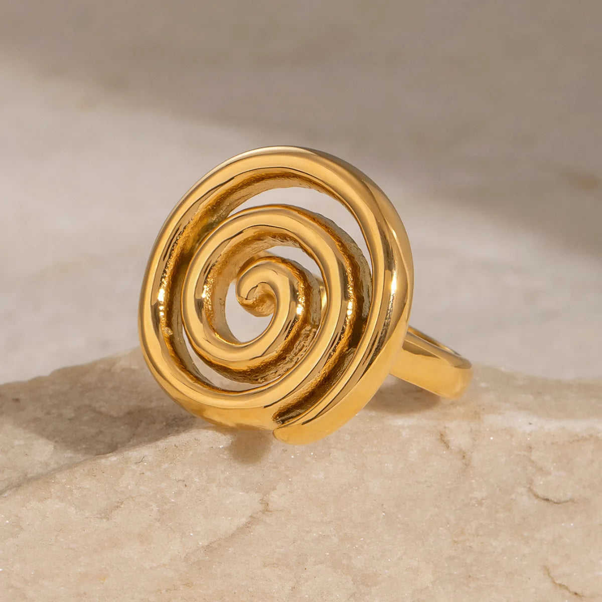 Personalized Light Luxury Non Fading 18k Gold Plated Stainless Steel Thread Rotating Ring Women's Jewelry Rings Wholesale