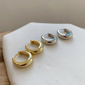 VIANRLA 925 Sterling Silver Chunky Huggie Earrings Round Hoop Thick Earrings Circle Loop Huggie