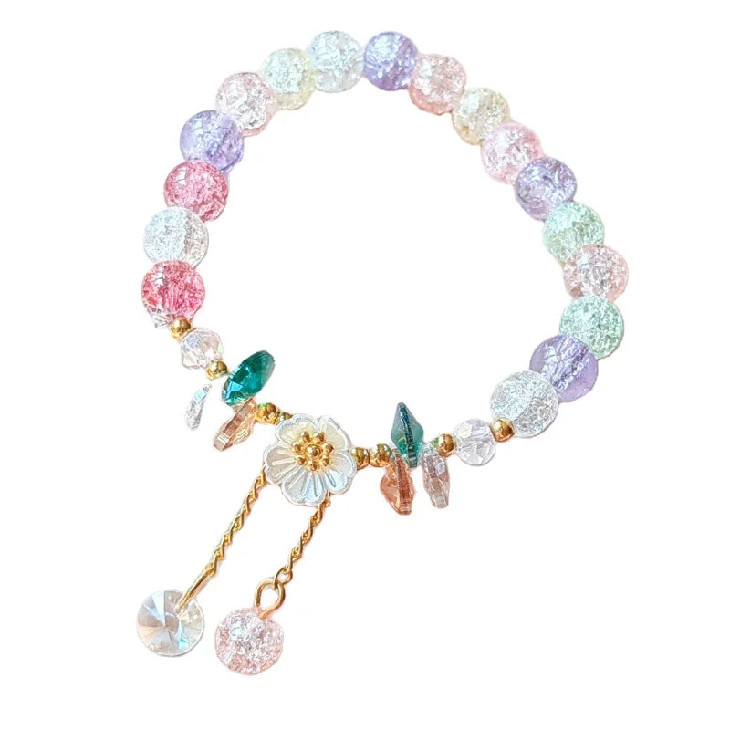Rinhoo Shell Flower Daisy Bracelet Bohemian Colorful Crystal Beads Elastic Rope Bracelets for Women Fashion Jewelry Pulseira