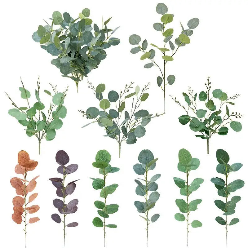 R366 Artificial Single Eucalyptus Leaves Flower Arrangement Greenery Silk Eucalyptus Leaves