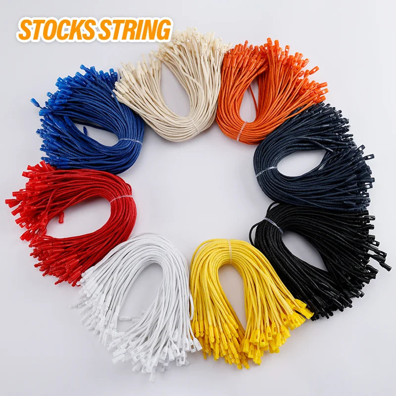 1000 Pieces Per Pack Colorful Clothing Rope 20cm Length Custom logo Hanging Label Wax Cotton Rope hang Tag String