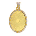 Hiphop Gold Photo Cabochon Pendant Tray Crystal Oval Blank Bezel Memory Diamond Picture Frame Charms Pendant Made Durable Alloy