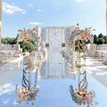Modern Banquet Backdrop Decoration Non-Slip PET Rug T Stage Reflective Sequin Panel Party Aisle Runner Silver Wedding MegaBDM