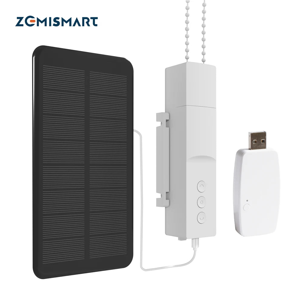 Zemismart WiFi Smart Roller Blind Driver USB Solar Panel Charge Tuya Life Alexa Google Home Voice Control Remote Control Curtain