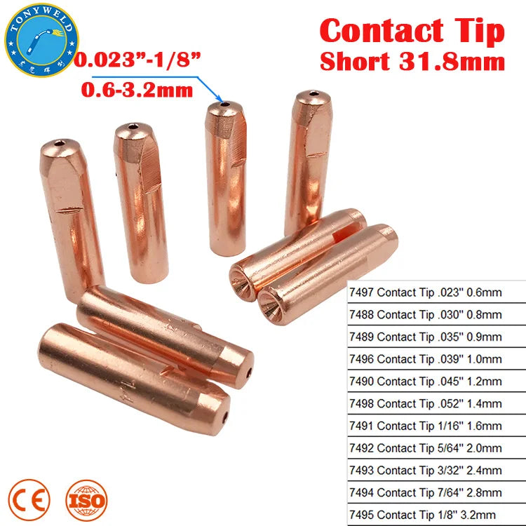 7488 Elliptic MIG Contact Tip 0.045 Copper Consumable 300A Air Cooled Replacement for Q30 Q40 Q50 Welding Torch RTS