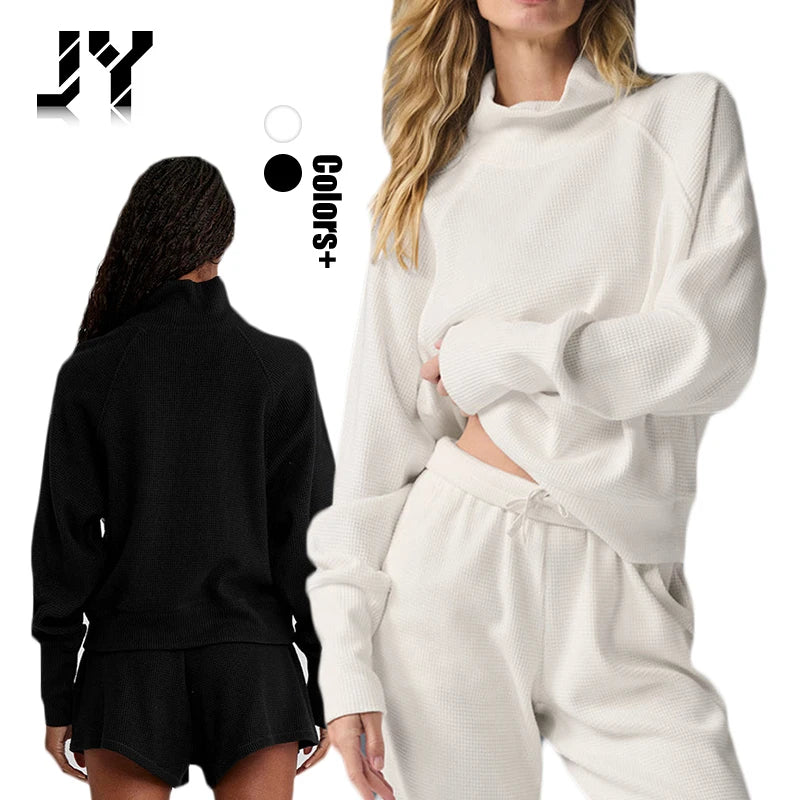 JY Classic Outdoor Windproof Long Sleeve Drawstring Jogger Office Comfortable 2 Pieces Suits Gym Sets Women Fitness