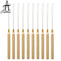 Wooden Handle Weaving Needle Hair Extension Hook Pulling Tool Needle Threader Micro Rings Beads Loop