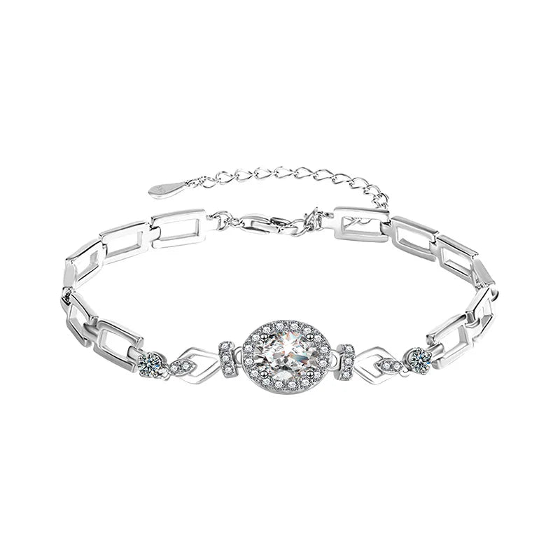 S925 Sterling Silver Moissanite Egg Bracelet Elegant Bangle with Dazzling Gemstone