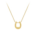 Latest 18K Gold Plated Stainless Steel Jewelry Snake Chain Chunky U Shaped Horseshoe Pendant Necklace for Women Necklace P243447