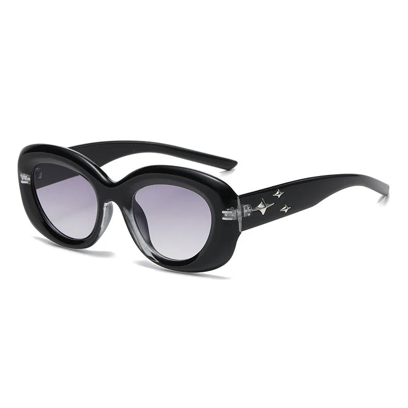 2025 Cute Colorful Small Oval Gradient Shades Plastic Custom logo UV400 Protection Summer Men Rivets Women Sunglasses
