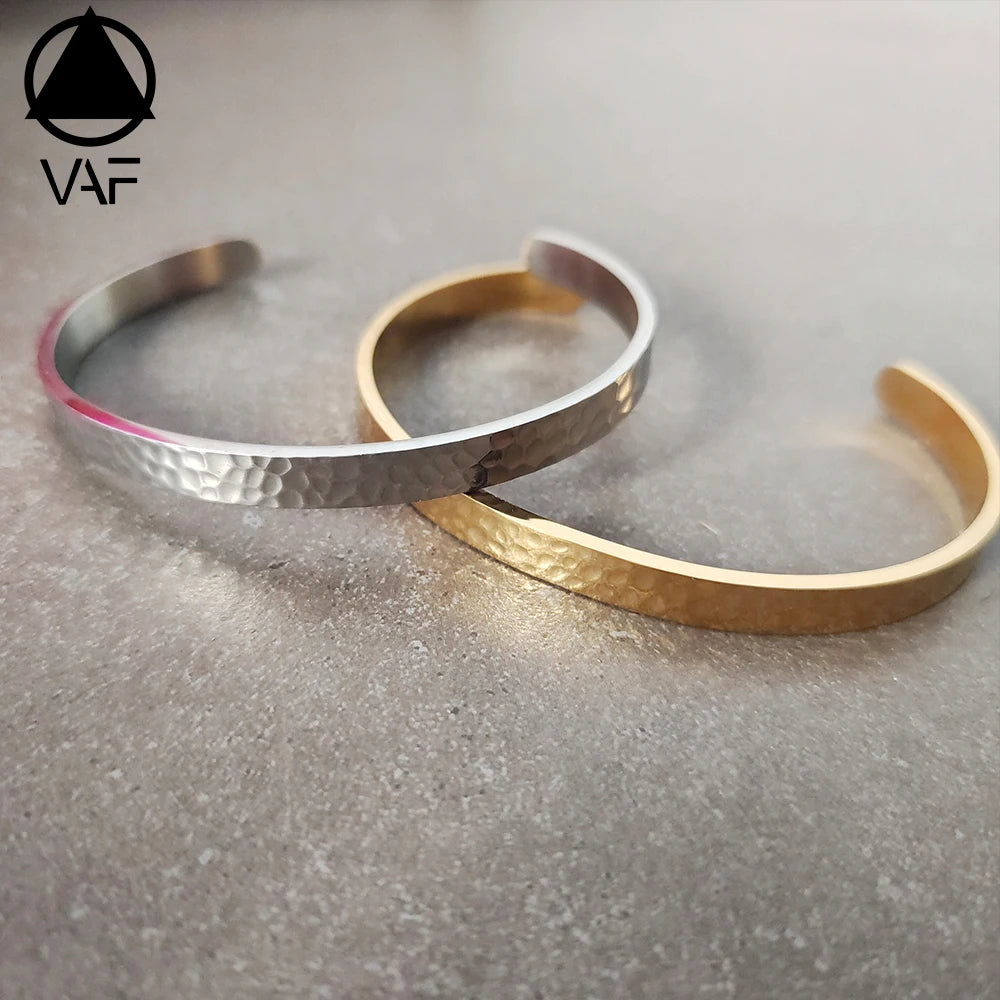 VAF 18cm Adjustable Hammer Bracelet Cuff Width 6mm Stainless Steel Men Women Genderless Schmuck Bijoux