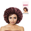 Custom Logo Hair Accessories Large Satin Bonnets Fashion Bonnets Satin Hair Wraps With Tie Belt for Women