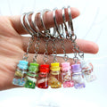 Cute Resin Acrylic Goblet Drink Fruit Juice Keyring Drift Bottle Conch Keychain for Women Men Key Chain Bag Car Key Pendant Gift
