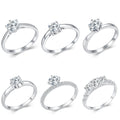 Hot Sale 925 Sterling Silver Jewelry White Gold Plated Shiny Moissanite Diamond for Women Wedding Rings Engagement Fine Jewelry