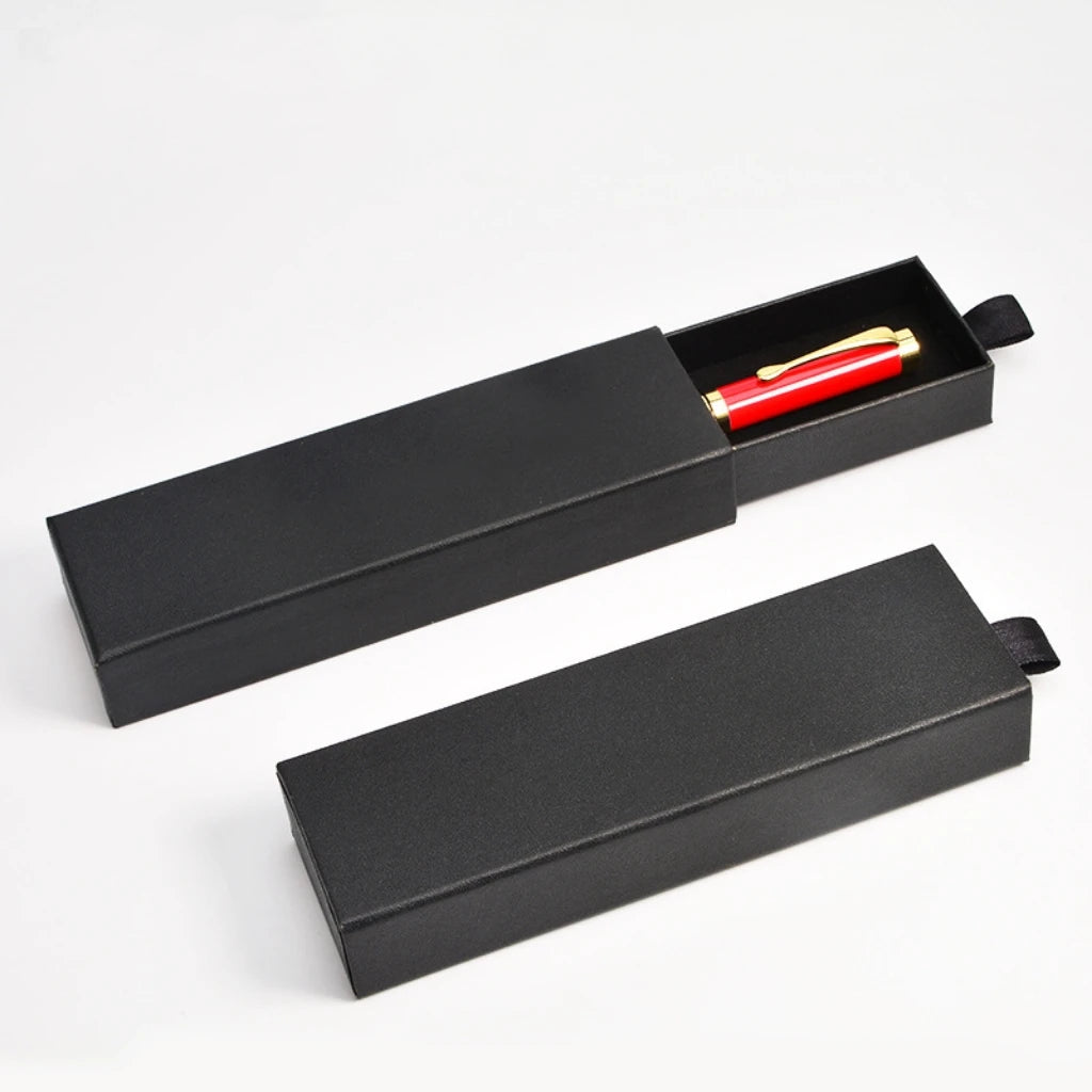 Custom Black High Quality Pen Box Drawer Type Pencil Case with Sponge Lining Hot Stamping Logo Support Durable Hard Case
