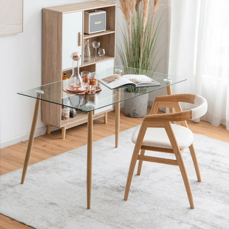 Luxury Modern Dining Table Tempered Glass Top MDF Frame Eco-friendly BSCI Certified Dining Room Furniture for Home Restaurant