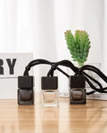 6ml Square Shaped Hanging Car Perfume Bottle Aroma Bottles Glass Car Perfume Bottle With Wooden Lip