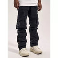 Custom Logo Oem Odm Baggy Loose Cargo Wholesale Multi-pocket Button Streetwear Black Plus Size Men's Pants & Trousers Jeans