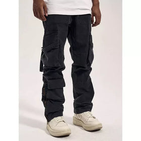 Custom Logo Oem Odm Baggy Loose Cargo Wholesale Multi-pocket Button Streetwear Black Plus Size Men's Pants & Trousers Jeans