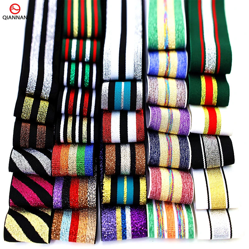 1 1/2'' 38mm Wide Stripe Intermediate Elastic Belt Skirt Waist Shoes Hat Clothing Decoration Elastic Ribbon Webbing