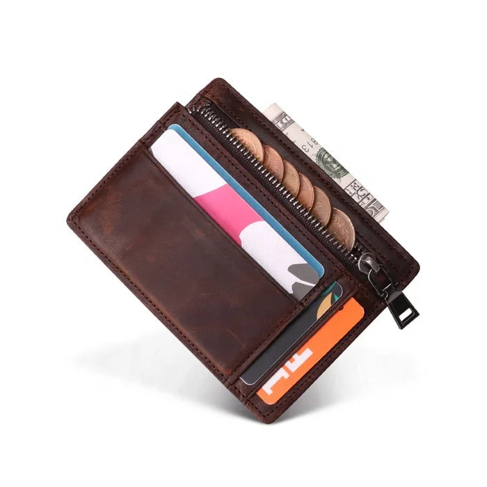 Slim Cow Leather Wallet RFID Blocking Pocket Wallet Minimalist Secure Thin ID Credit Card Holder for Men