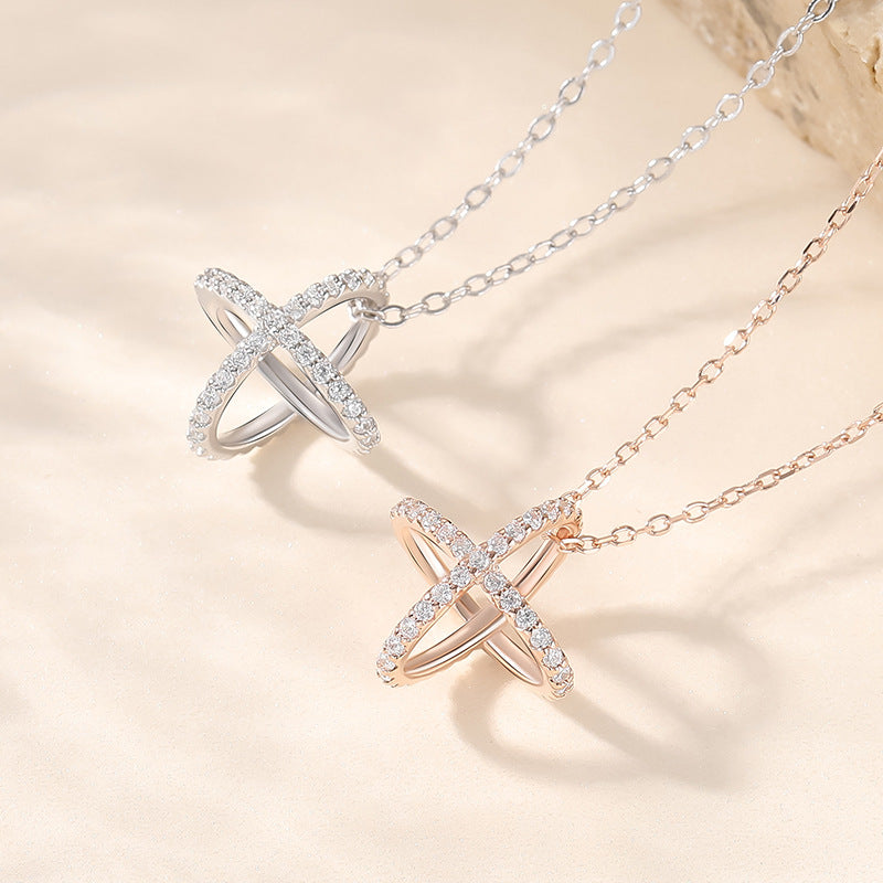 GT Hot Selling 925 Sterling Silver Necklace Full Crystal Star Pendant CC Necklace Women Fashion Silver Necklace