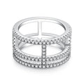 Classic Hip Pop S925 Sterling Silver D Color Vvs 1.2mm Three-row Hollow Moissanite Ring for Girlfriend