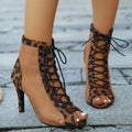 Women 9.5cm Leopard Dance Shoes Ballroom Salsa Tango Jazz Modern Social Dancing Boots Salsa Bachata Dancing Shoes