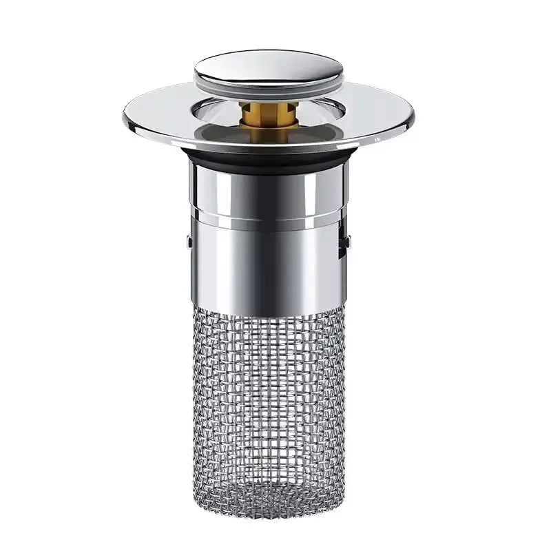 Flexible Pop-up Sink Drain Strainer Bathroom Sink Stopper Hair Catcher with Removable Basket for Kitchen Garage Use