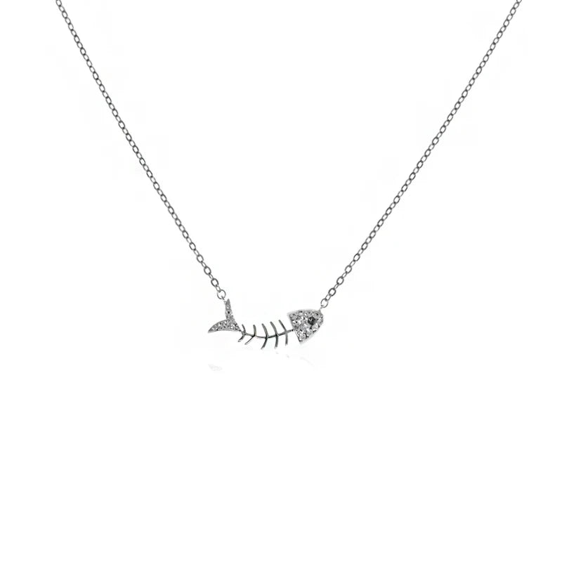 Wholesale New Fashion Jewelry Chain 925 Silver Fishbone Zircon Necklace for Women