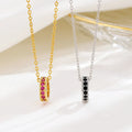 Simple 925 Sterling Silver Round Circle Diamond Pendant Necklace for Women