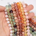 Natural Rose Quartz Faceted Gemstone Beads Rondelle Saucer Stones Beads for DIY Jewelry Making Loose Beads