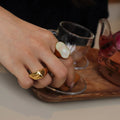 Chris April Fashion Jewelry 316L Stainless Steel PVD Gold Plated Special-shaped Retro Abstract Line Art Ring for Women