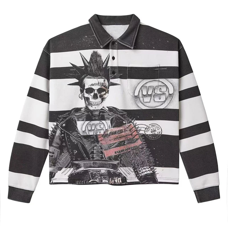 Custom French Terry Cotton Longsleeve Cropped Rugby Polo Shirt