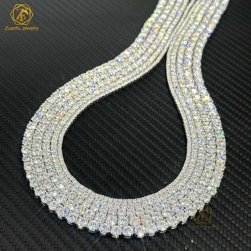 Shiniest 8H&8A Diamond 925S Gold Plated Jewelry 16in 18in 20in Men Women Iced Out Moissanite Diamond Chain Tennis Necklace