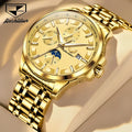 JSDUN 8941 Custom Oem logo Top Luxury Moon Phase Waterproof Luminous Date Sport Stainless Steel Automatic Mechanical Watch