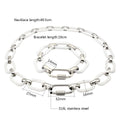 Personalized Fashion Stainless Steel Crystal Bracelet and Necklace Set with Custom Black White Colorful Acrylic