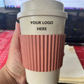 Custom Logo Low Minimum Non-slip Sleeve Plastic Reusable Coffee Tea Cup Creative Wheat Straw Coffee Mugs
