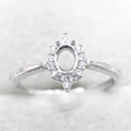 Semi Mount 4*5mm Sterling Silver Ring Empty Frame Blank Support Claw Setting S925 Base Holder Without Center Stone for DIY Inlay