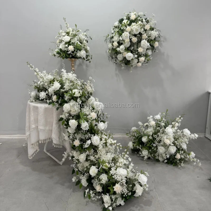 New Arrival Wholesale High Simulation Silk Flower Runner Elegant Modern Classic Wedding Table Flower Row Centerpieces Decoration