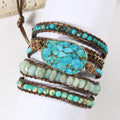 Women Gift New Designer Fashion Boho Bracelet Handmade Mixed Turquoise Natural Gemstones Charm 5 Strands Wrap Bracelets