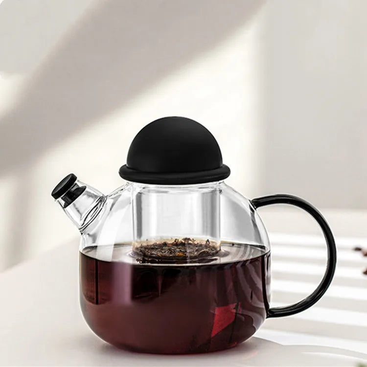 Drinkware Accessories ECO Friendly Handmade Clear High Borosilicate Glass Teapot Coffee Pot With Infuser and Silicone Plug Lid