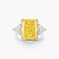 2023 New Arrival 925 Sterling Sliver Jewelry Radiant Cut Canary Diamond Cubic Zirconia Cocktail Rings for Women
