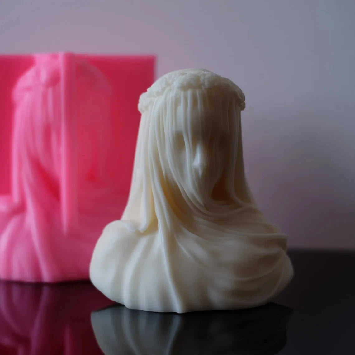 GC Veiled Maiden Lady Bust Statue  Scented Candles Silicone Mold for Candle Making Moldes De Silicona Para Velas