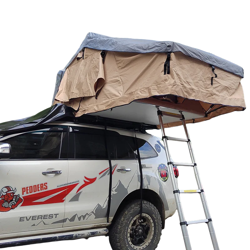 OEM Outdoor 1-3 Person Polycotton Waterproof Foldable Car Rooftop Tent 4x4 Off-Road Travelling Soft Shell Roof Top Tent for MegaBDM
