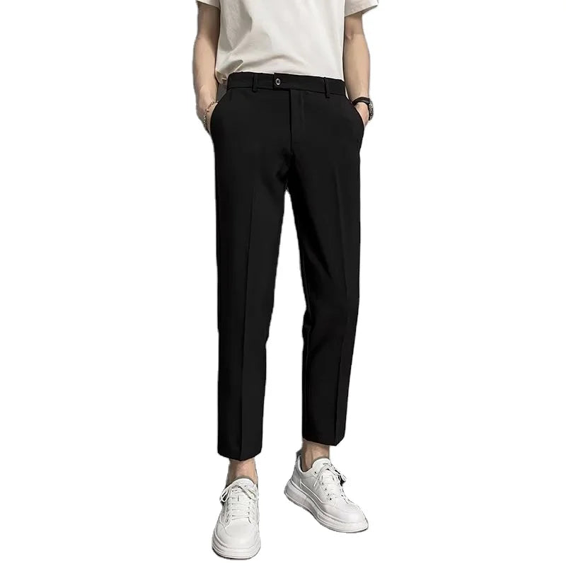 Men New Style Long Slim Straight Mid Waist Custom Casual Guangzhou Turkish Unique Young Office Pants