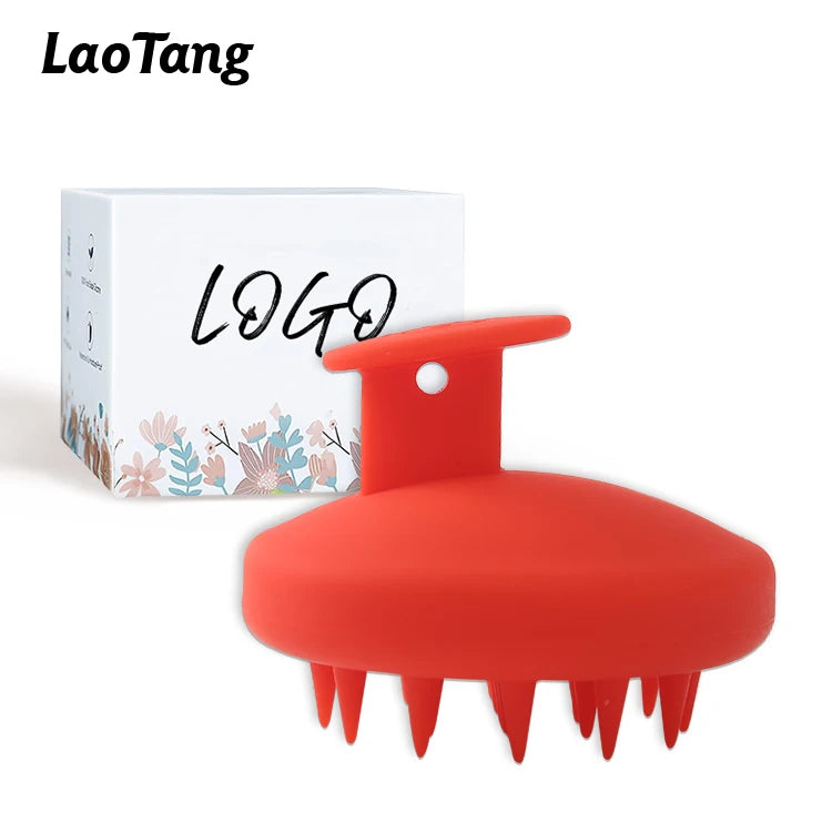 Customized Soft Silicone Round Scalp Massager Brush Hair Growth Vent Feature Scalp Scrubber & Detangling Shampoo Hair Brush